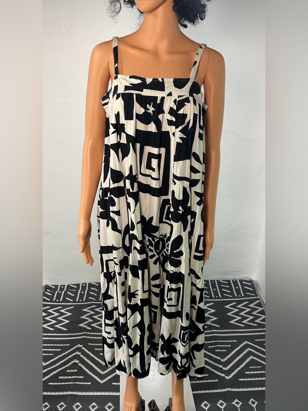 Anthropologie Abel the Label Diego Celestial Print Tiered Maxi Dress L